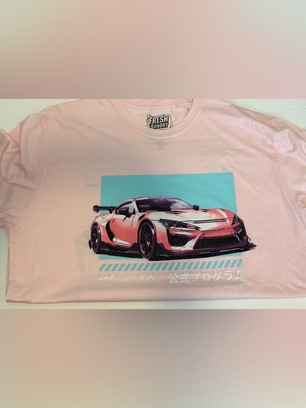 Fresh Laundry Men’s 2XL Tokyo Unlimited JDM Racing Car Graphic T-Shirt Pink